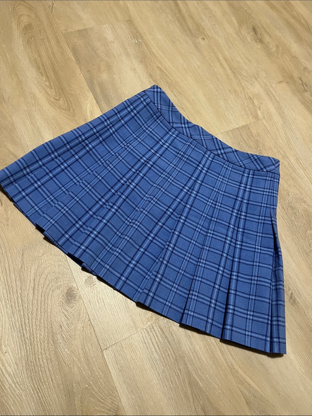 Sunday Best Aritzia Blue Plaid Pleated Skirt Size 4